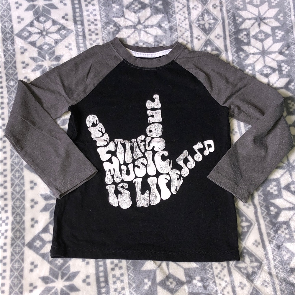 George Black & Gray Long-Sleeve Raglan Tee with Music Graphic